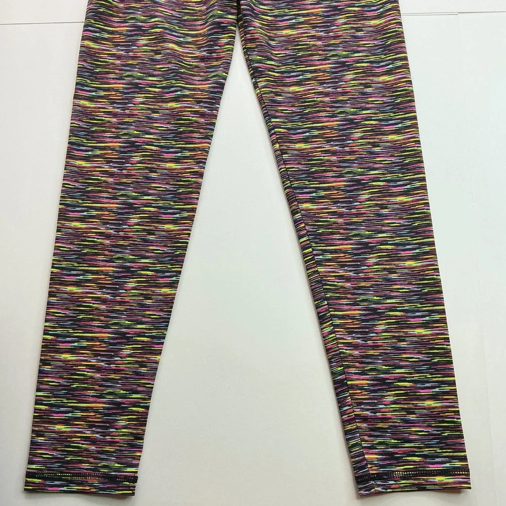 Justice Multicolor Active Leggings Kids Size 12 Space Dye Neon Striped 172044